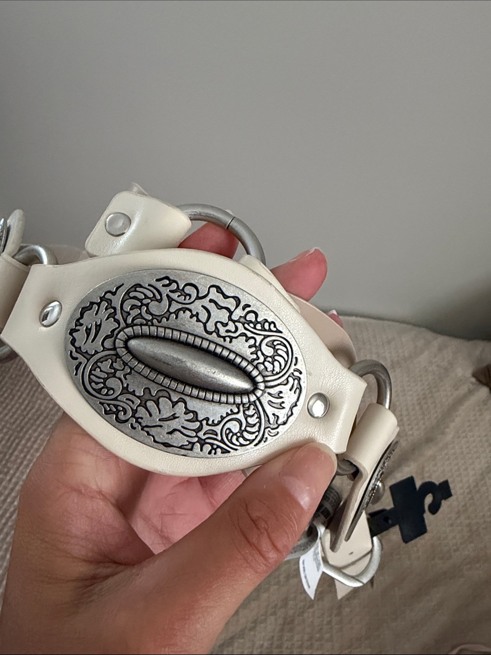 Forever 21 Cream Belt with Silver Western Accents